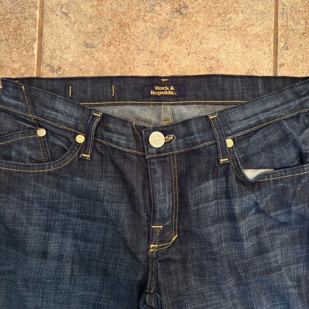 Vintage Rock & Republic Dark Blue Flare Jeans - Picture 2 of 6